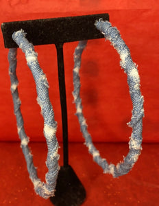 Distressed denim hoops