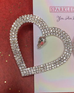 Rhinestone heart earrings (silver)