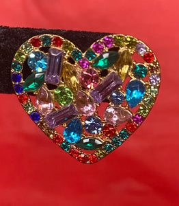 Cute multi color gem heart studs