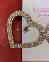 Load image into Gallery viewer, Rhinestone Heart earrings (gold)
