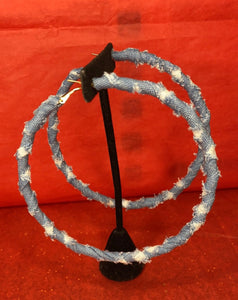 Distressed denim hoops