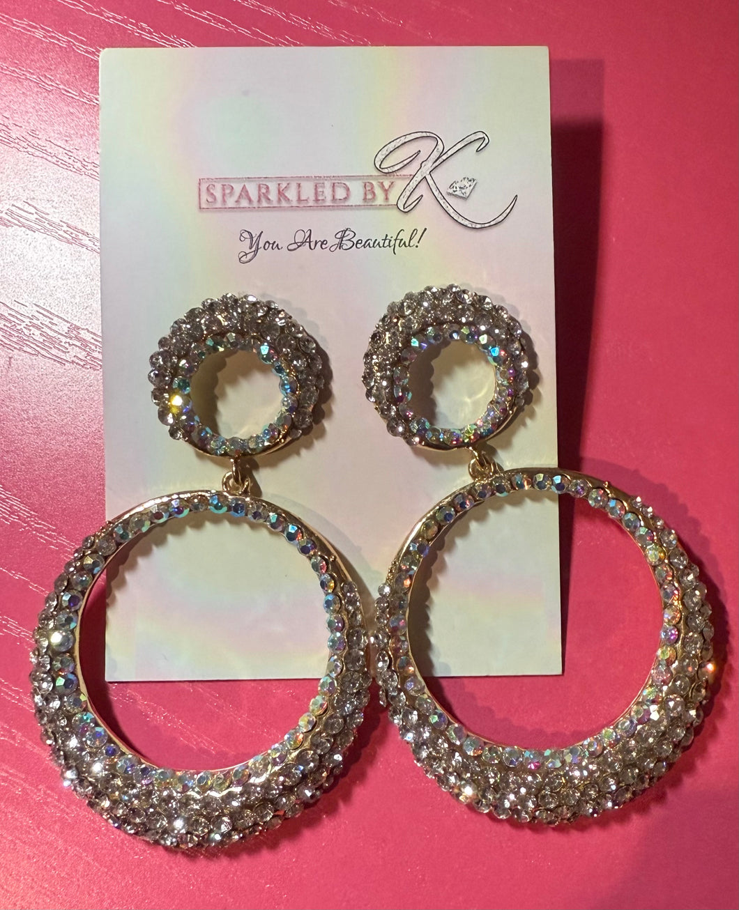 Rhinestone double circle dangles