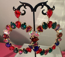 Load image into Gallery viewer, Multi-colored rhinestone dangles
