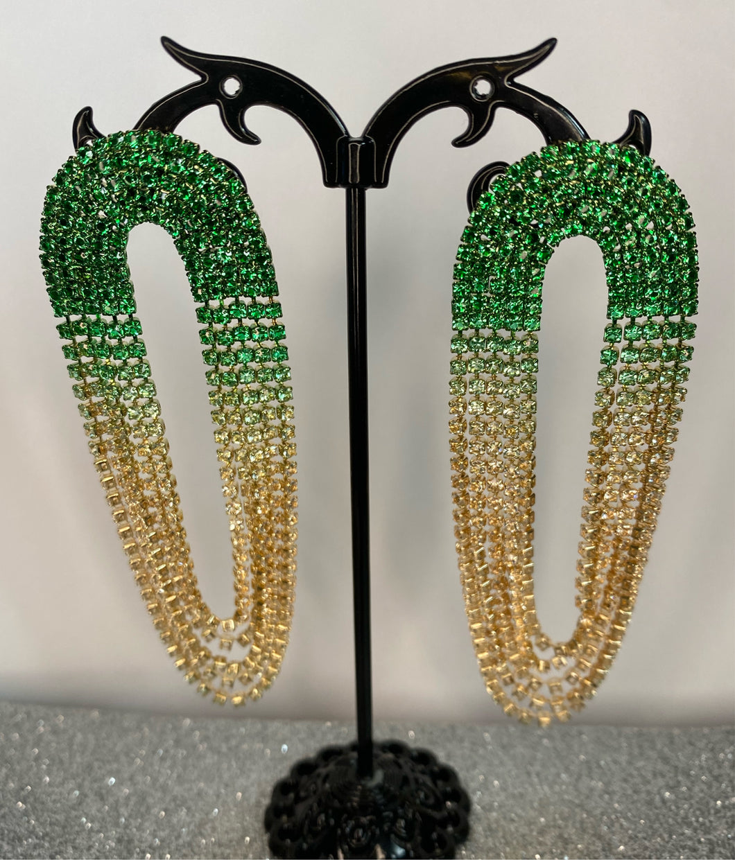 Green rhinestone ombres