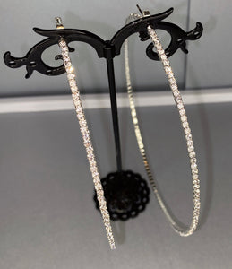 Thin Silver Rhinestone Hoops