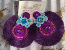 Load image into Gallery viewer, Dark purple tassel earrings
