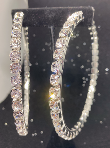 Oversized Silver Rhinestone hoops