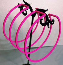 Load image into Gallery viewer, Cut out Pink matte hoops
