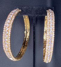 Load image into Gallery viewer, Oversized gold &amp; rhinestone hoops
