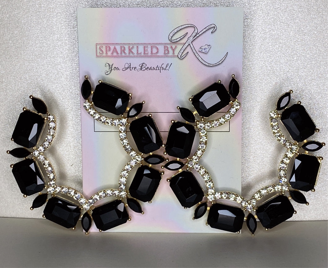 Black & rhinestone hoops