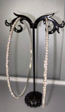 Load image into Gallery viewer, Thin Silver Rhinestone Hoops
