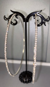 Thin Silver Rhinestone Hoops