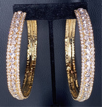 Load image into Gallery viewer, Oversized gold &amp; rhinestone hoops
