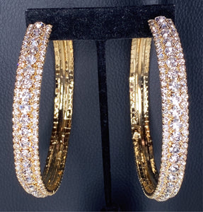 Oversized gold & rhinestone hoops