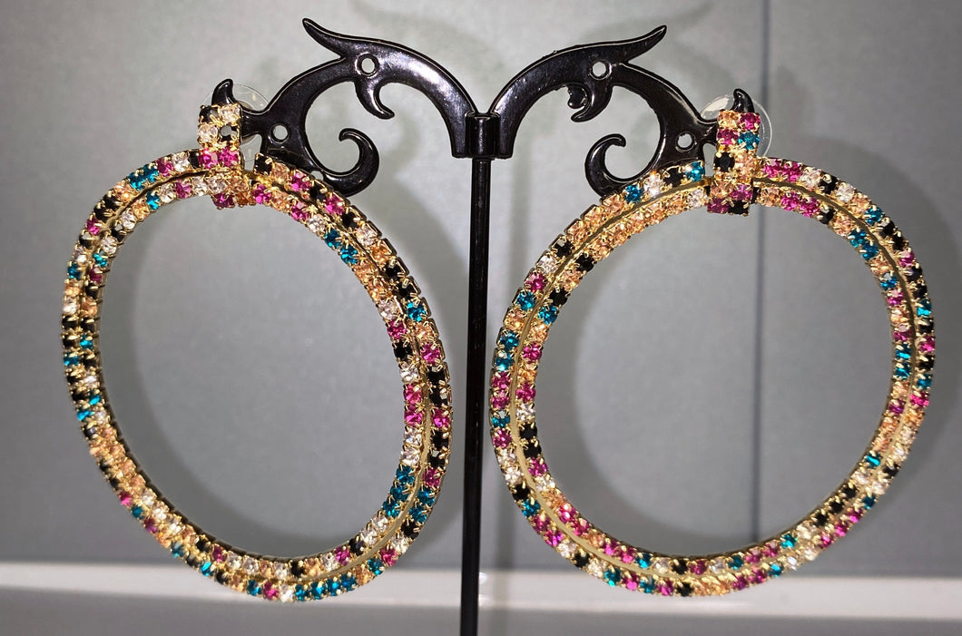 Multi colored Open Circle Earrings