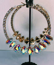 Load image into Gallery viewer, Iridescent &amp; Rhinestone hoops
