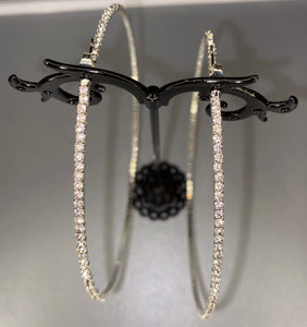 Thin Silver Rhinestone Hoops