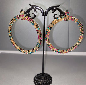 Multi colored Open Circle Earrings