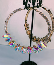 Load image into Gallery viewer, Iridescent &amp; Rhinestone hoops
