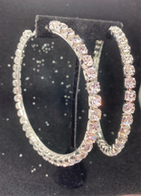 Load image into Gallery viewer, Oversized Silver Rhinestone hoops
