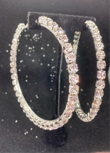 Oversized Silver Rhinestone hoops