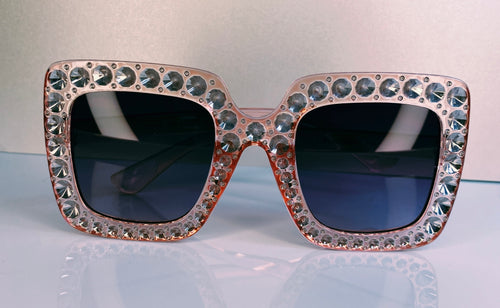 Oversized Rhinestone Sunglasses Well Crafted Bold Pink Round Frame – Sophia  Collection